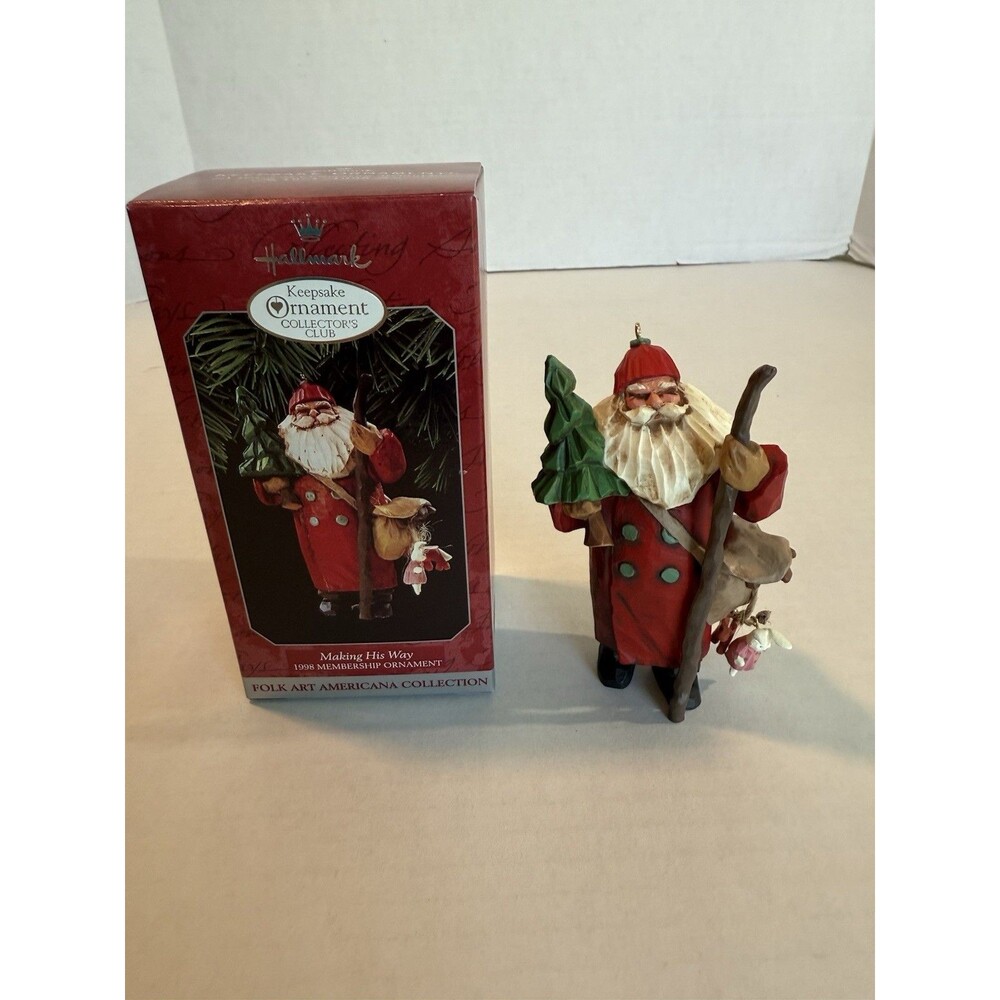1973-1998 HALLMARK KEEPSAKE MAKING HIS WAY SANTA CHRISTMAS ORNAMENT 25 YRS NEW